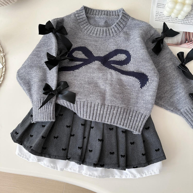Conjunto Infantil de Tricô Inverno Lacinhos