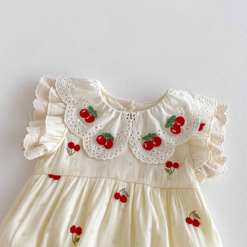 Body Infantil Feminino de Algodão Cerejinhas