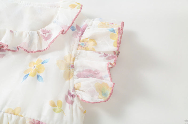 Vestido Infantil Verão Florzinhas com Chapéu