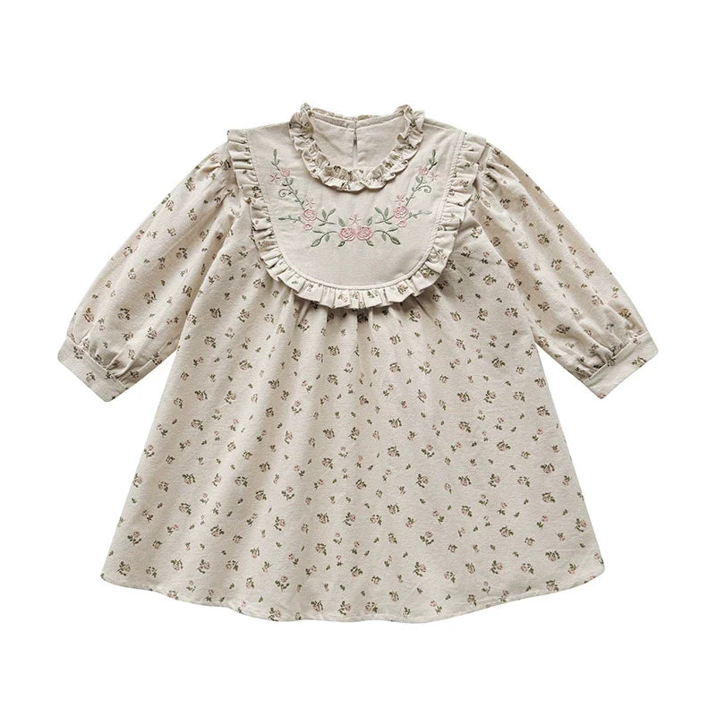 Vestido Infantil Floral Gola Bordada