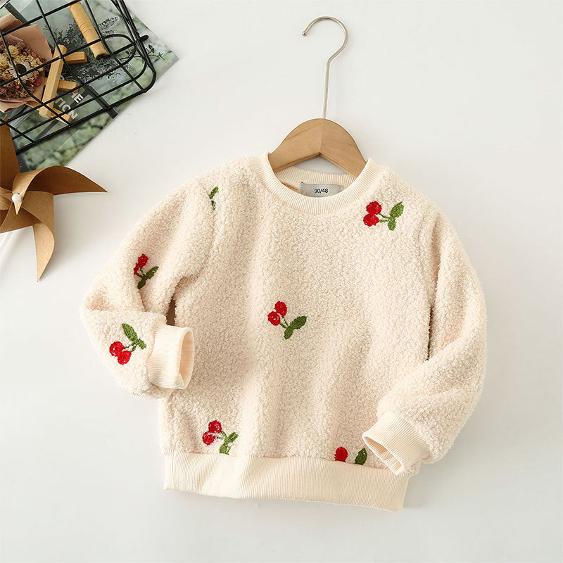 Blusa Infantil Inverno Plush Cerejinha/ Corações