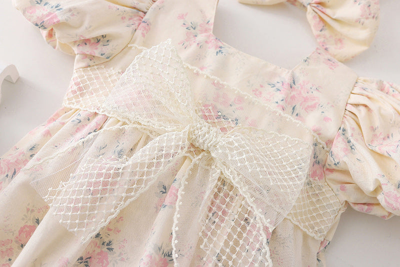 Body/ Vestido Infantil Flores Lacinho