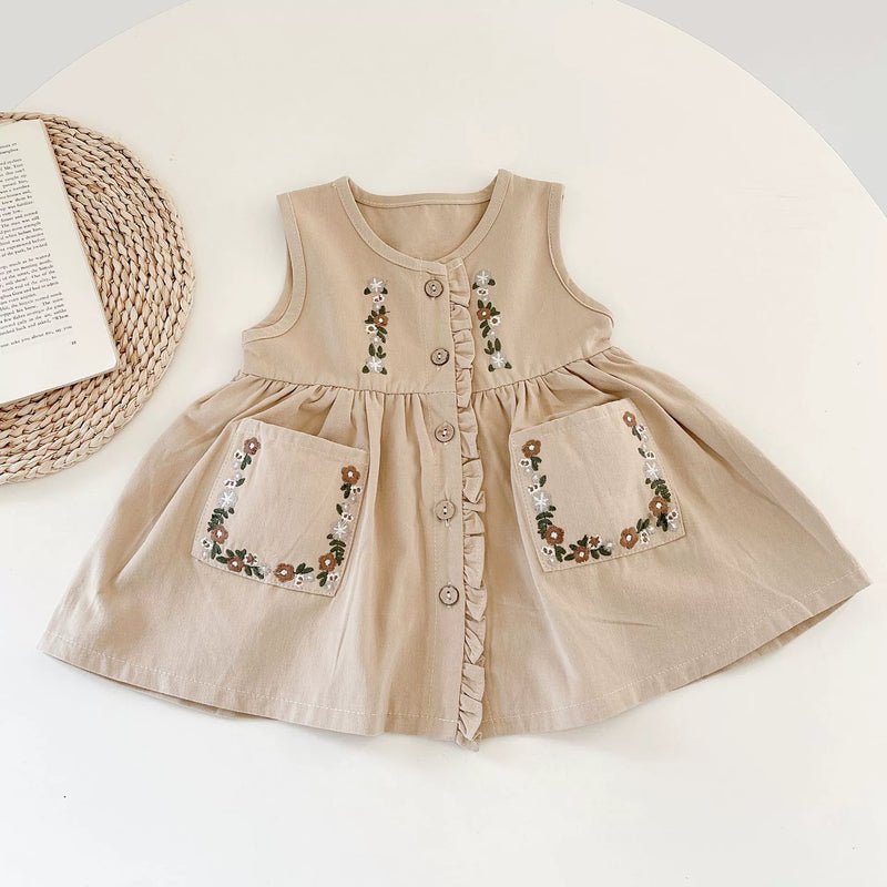 Vestido + Camisa Infantil Bordada Florzinhas
