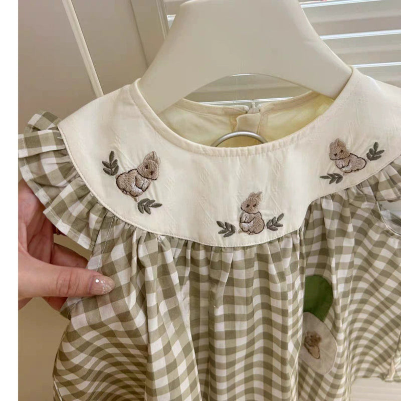 Vestido Infantil Xadrez Coelhinho