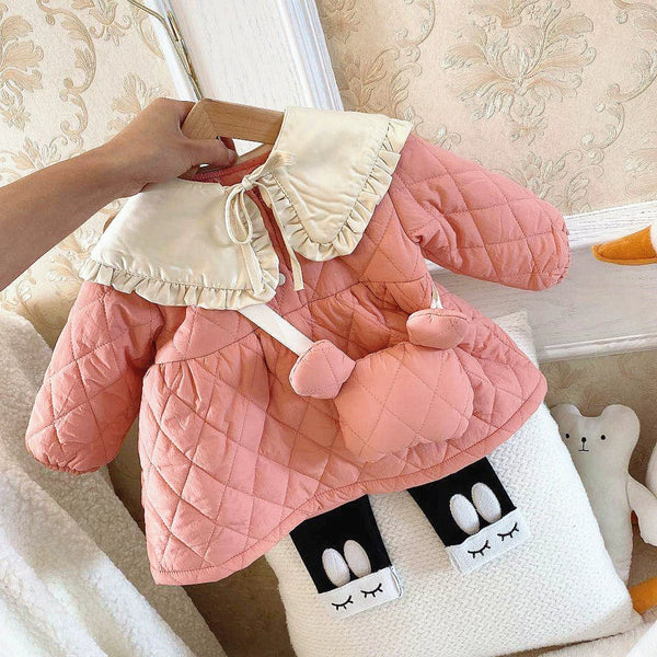 Casaco Infantil Feminino Rosa Bolsinha