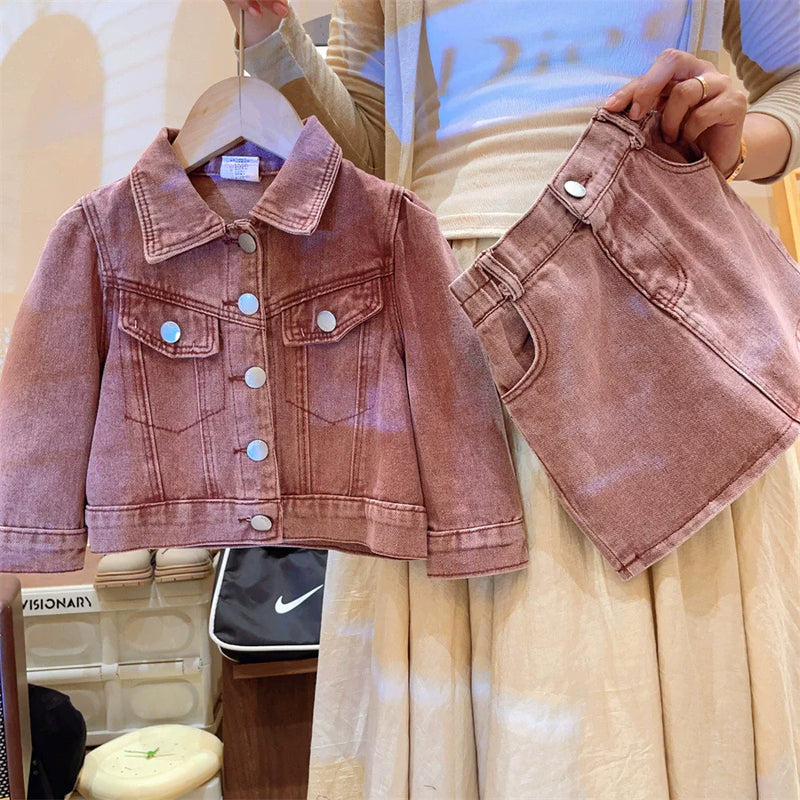 Conjunto Infantil Feminino Jeans Botões