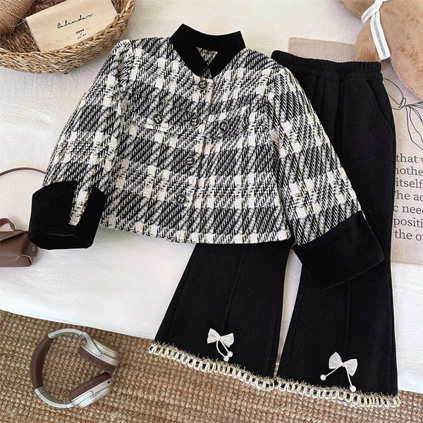 Conjunto Infantil Inverno Forrado Xadrez Lacinhos