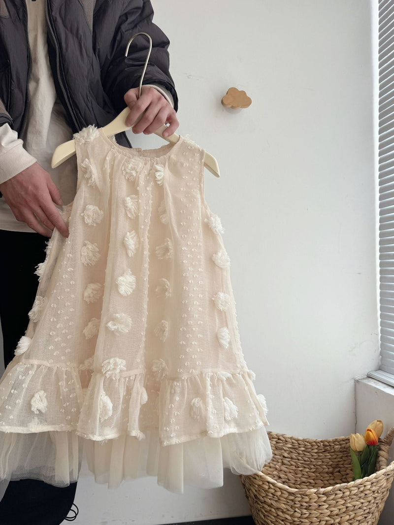 Vestido Infantil Bege Florzinhas