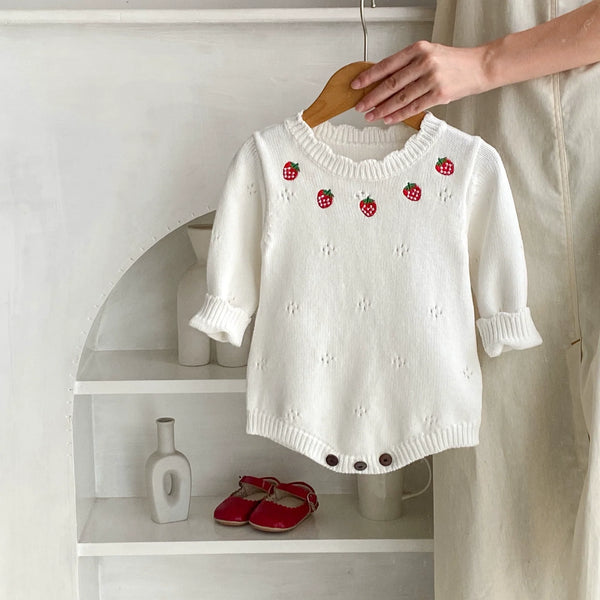 Body Infantil Feminino Tricô Moranguinhos