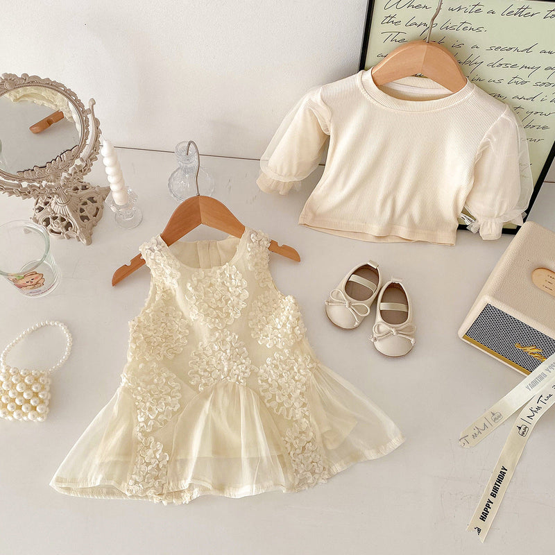 Conjunto Vestido Infantil Tule Flores