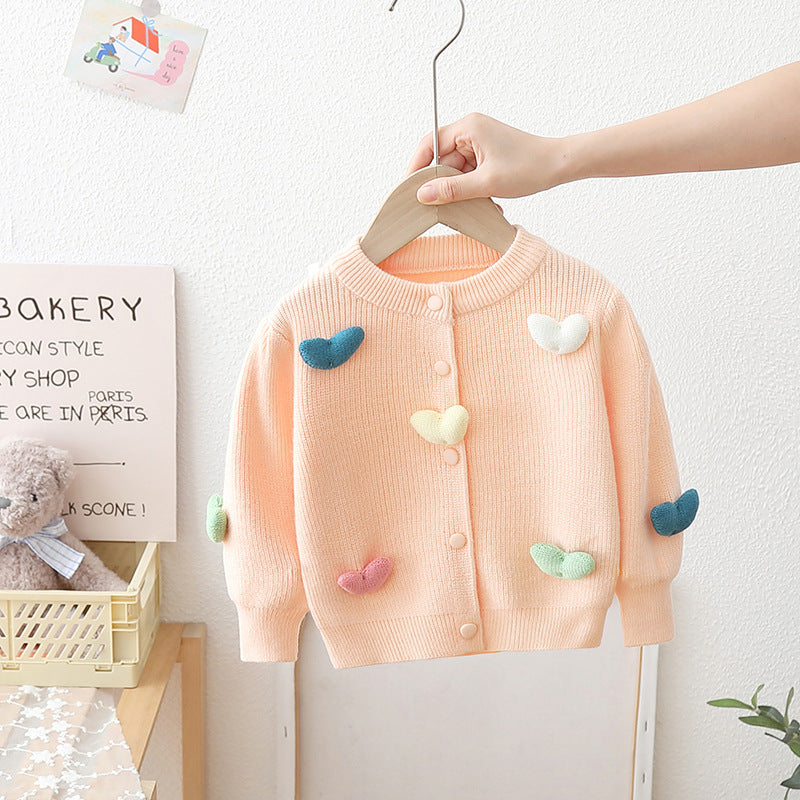 Cardigan Infantil Tricô Coraçõezinhos