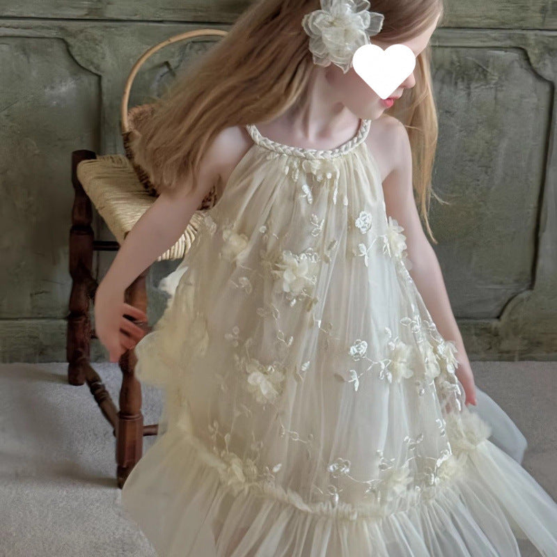 Vestido Infantil de Tule Floral