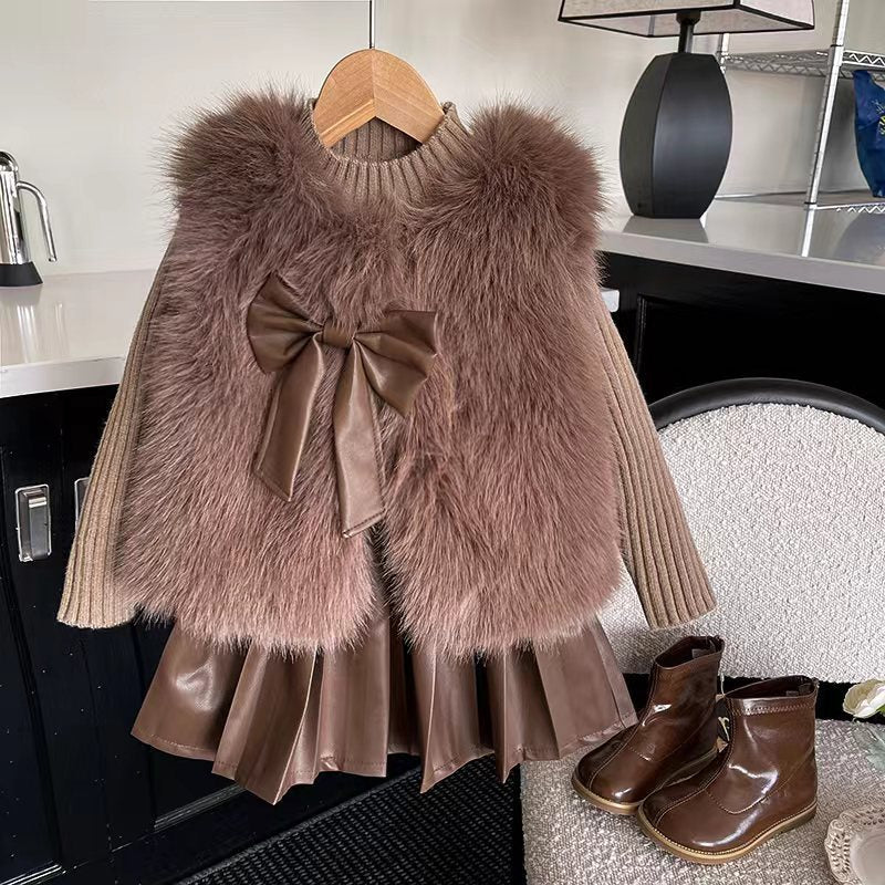 Conjunto Infantil Feminino 3 Peças Pelinhos e Lacinho