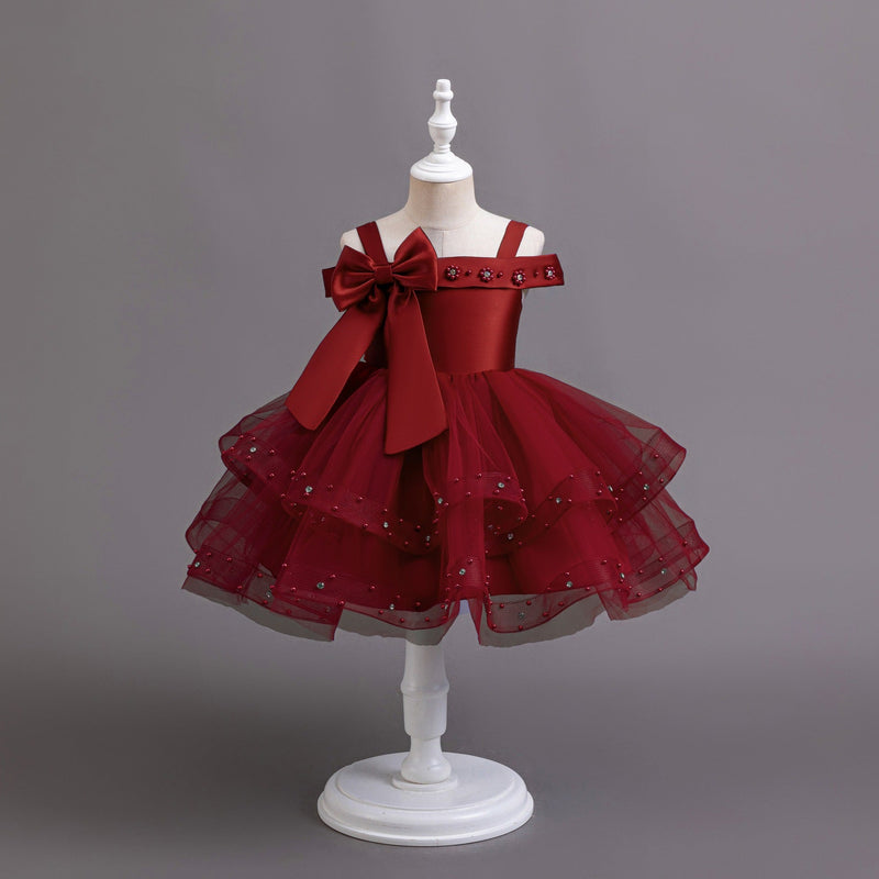 Vestido De Festa Infantil Pérolas e Lacinho