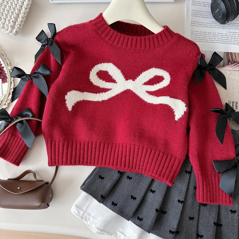 Conjunto Infantil de Tricô Inverno Lacinhos