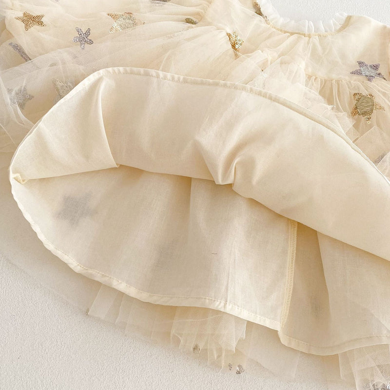 Vestido Infantil Tule Estrelinhas