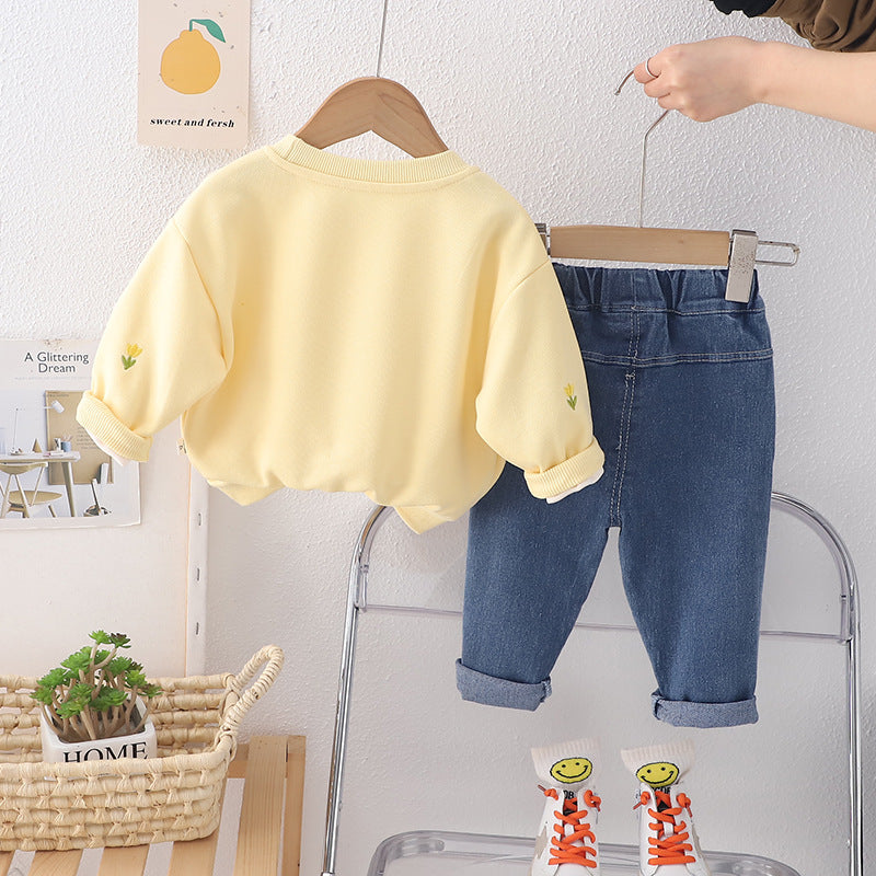 Conjunto Infantil Feminino Florzinhas e Jeans