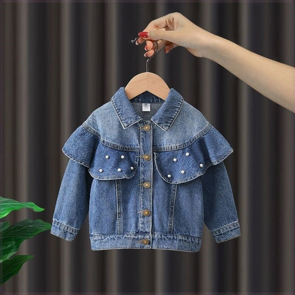 Jaqueta Infantil Feminina Jeans Pérolas