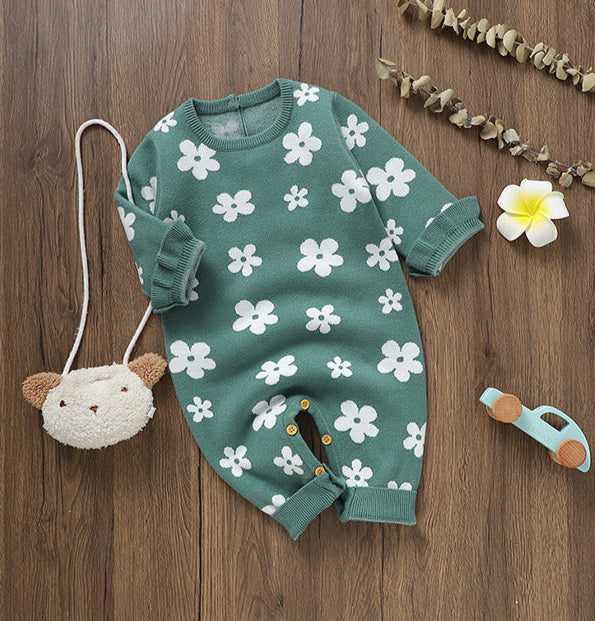 Macacão Infantil Tricô Florzinhas
