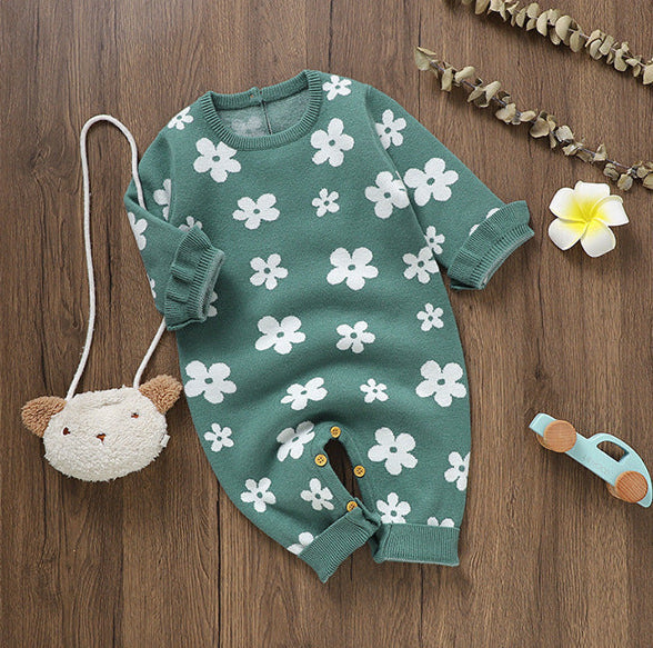Macacão Infantil Tricô Florzinhas