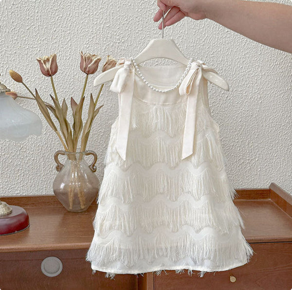 Vestido Infantil Plumas Lacinho