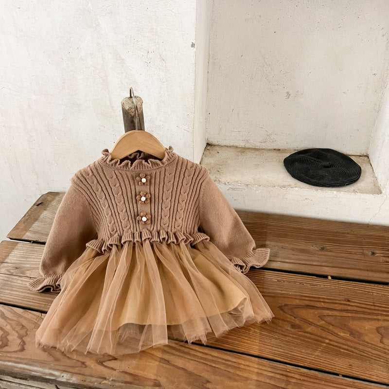 Vestido Infantil Tule e Florzinhas