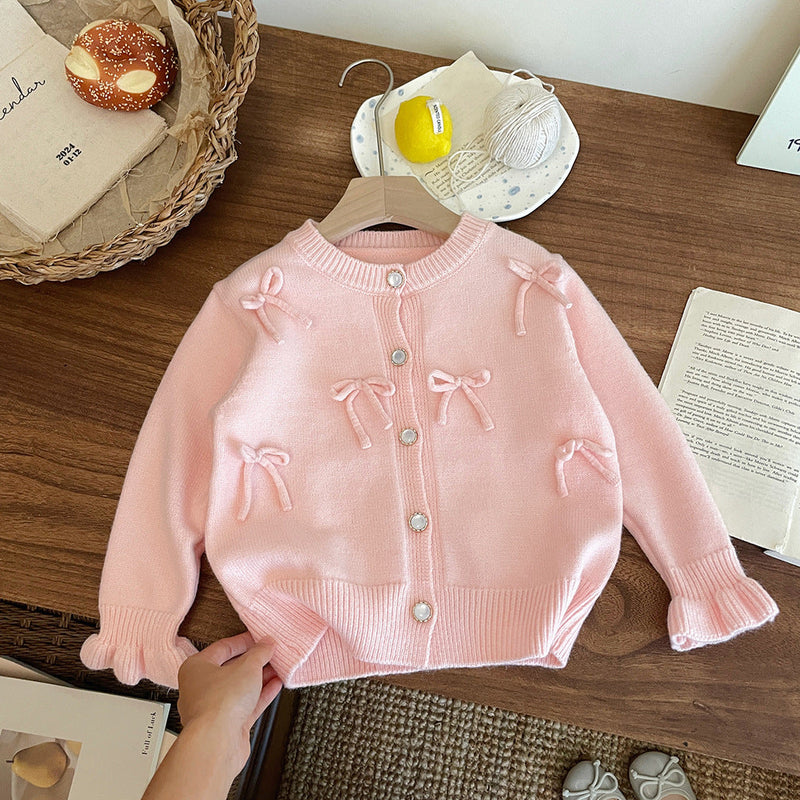 Casaco Infantil Feminino Tricô Lacinhos
