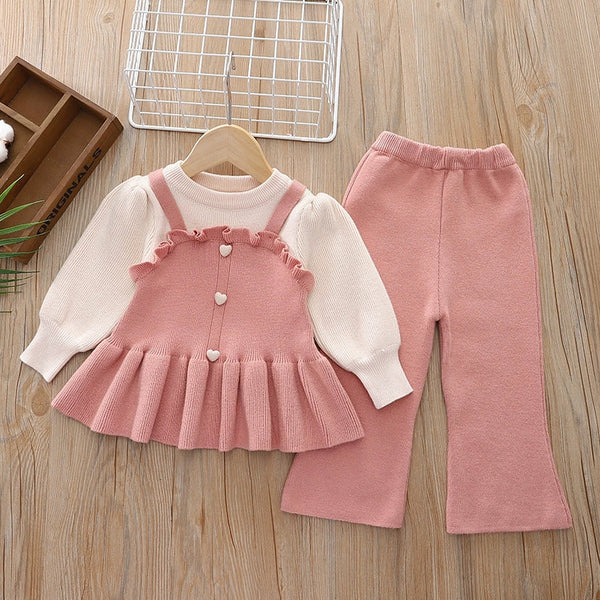 Conjunto Infantil Inverno Tricô Coraçõeszinhos