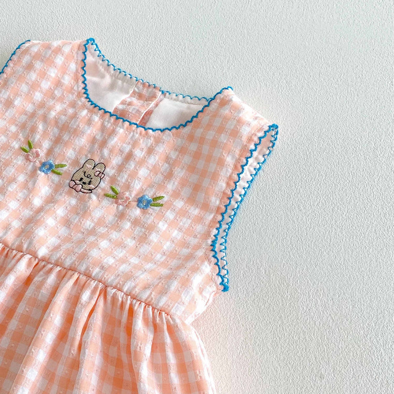 Body Infantil Feminino Xadrez Coelhinhos