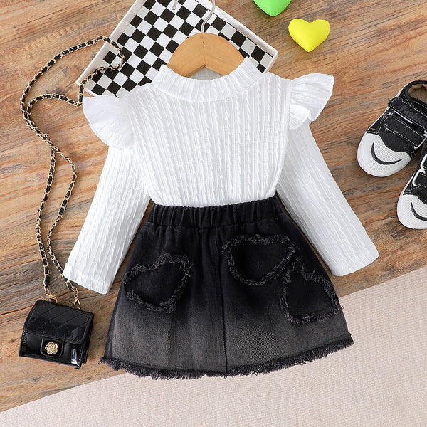 Conjunto Infantil Feminino Branco e Jeans