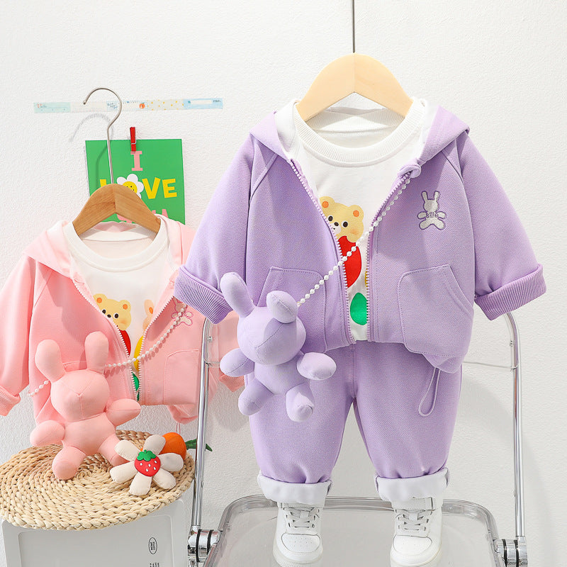 Conjunto Infantil Feminino Coelho 3 Peças Bolsinha