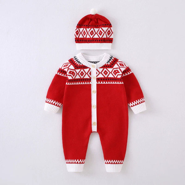 Macacão Infantil Vermelho de Tricô