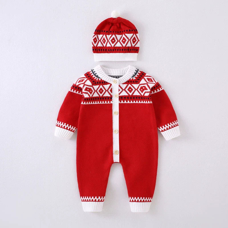 Macacão Infantil Vermelho de Tricô
