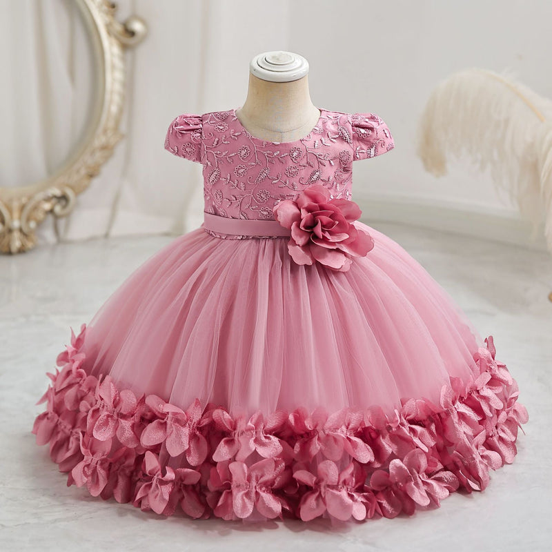 Vestido Infantil de Festa Flor e Tule