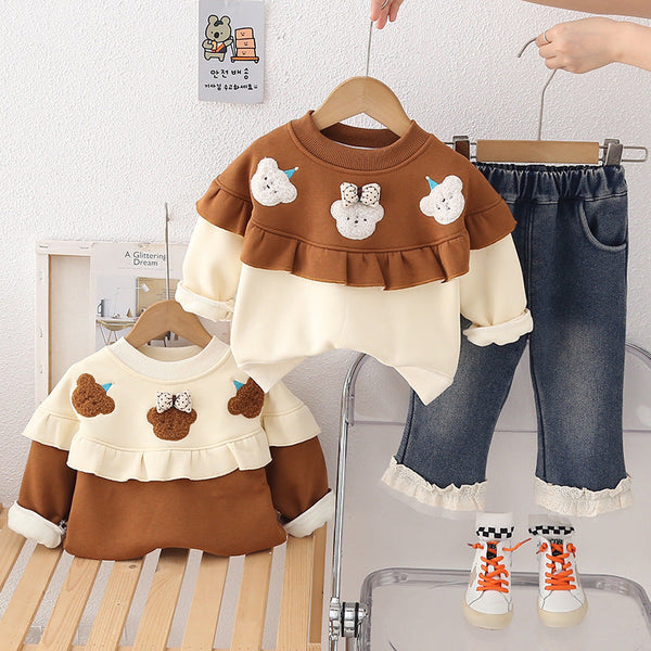 Conjunto Infantil Tricô Ursinhos e Jeans