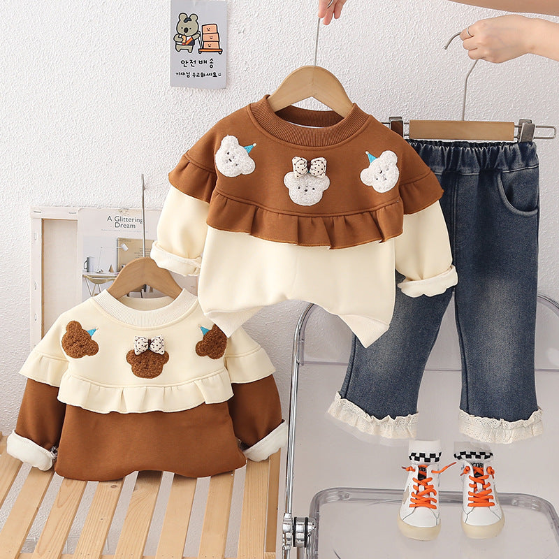 Conjunto Infantil Tricô Ursinhos e Jeans