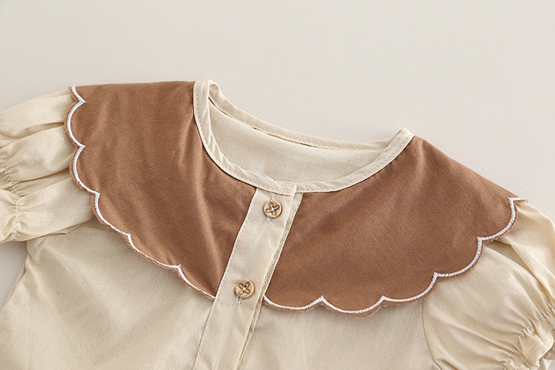 Conjunto Infantil Feminino Gola e Florzinhas