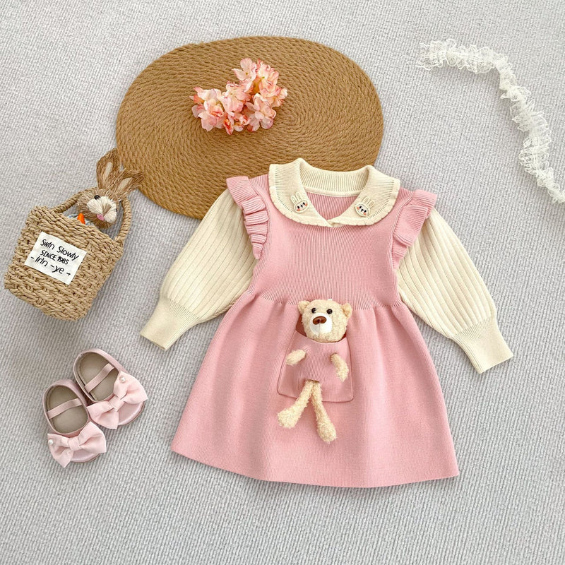 Vestido de Tricô Gola Ursinho