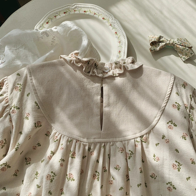 Vestido Infantil Floral Gola Bordada