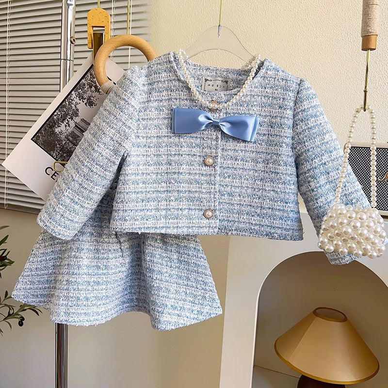 Conjunto Infantil Feminino Azul Tweed