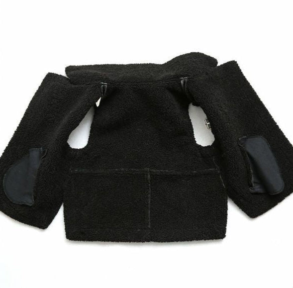 Colete Infantil Feminino Preto Pelinhos e Couro