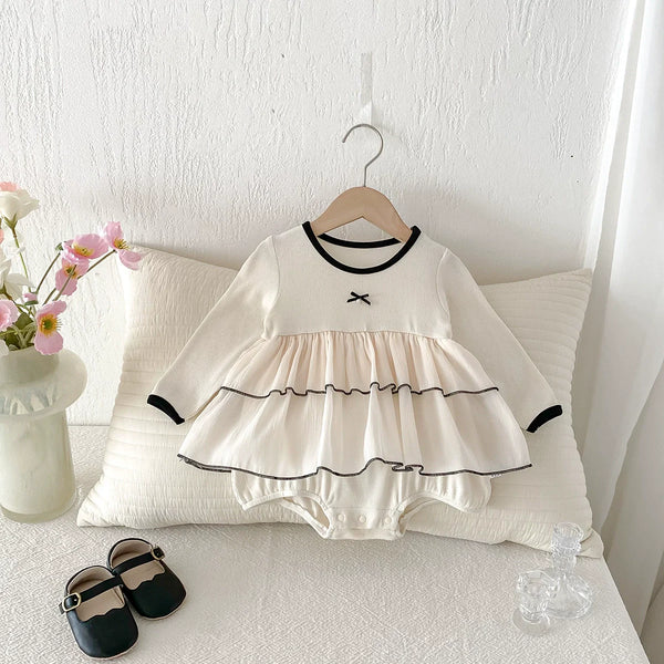 Body Infantil Feminino Bege Lacinho