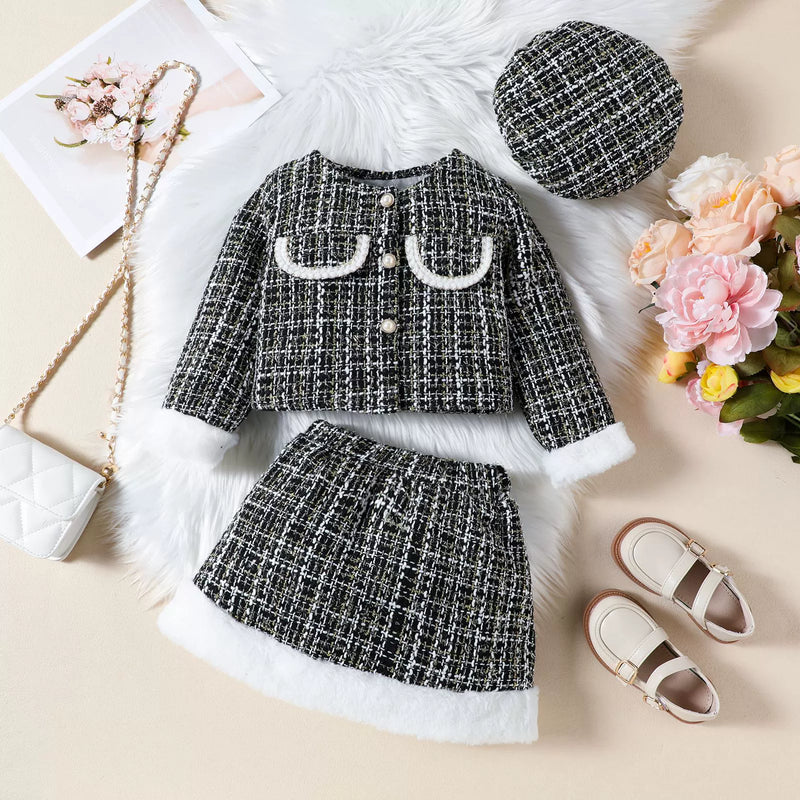 Conjunto Infantil Feminino Tweed Pelinhos
