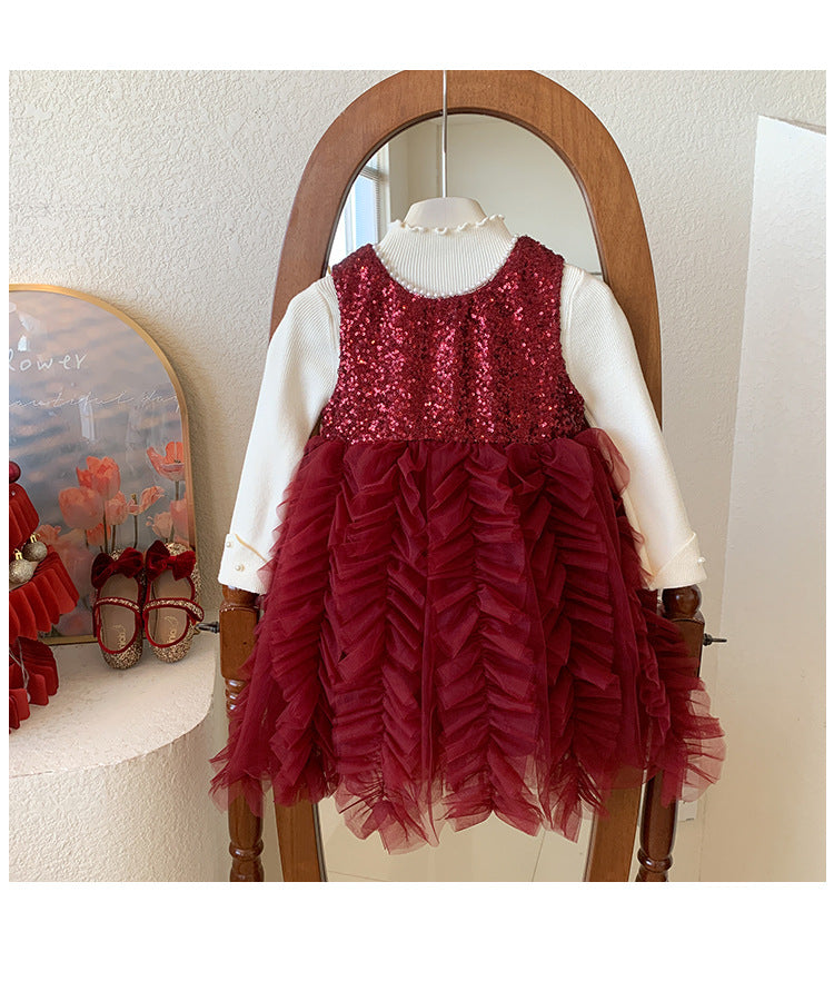 Vestido Infantil Lantejoulas e Tule