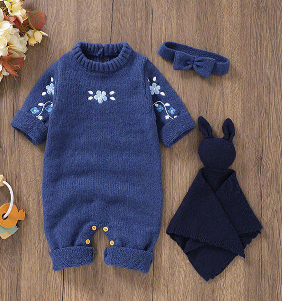 Macacão Infantil Azul Florzinhas