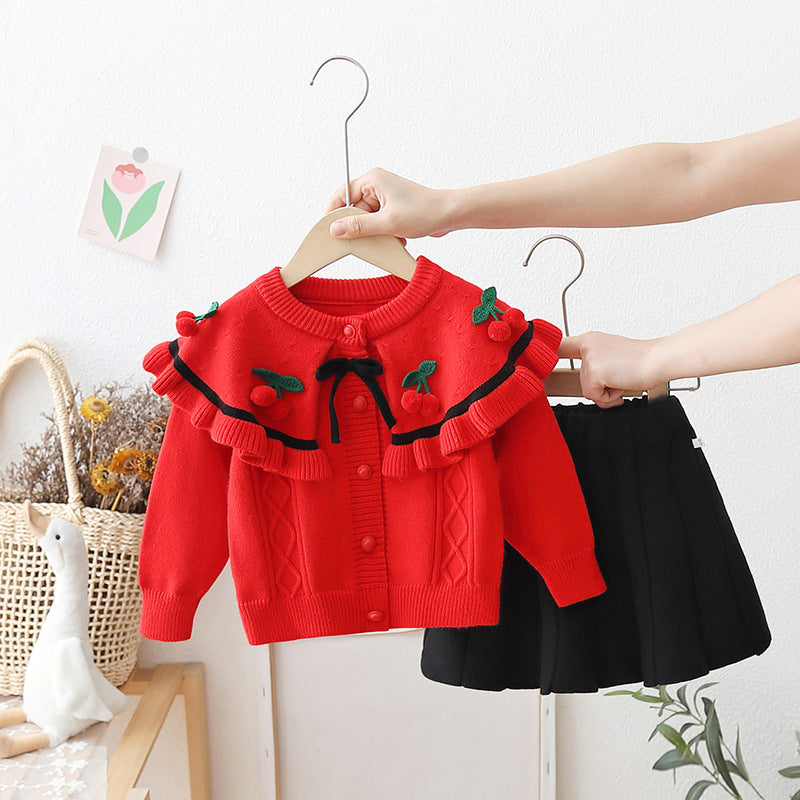 Conjunto Infantil Trico Gola Cerejinhas