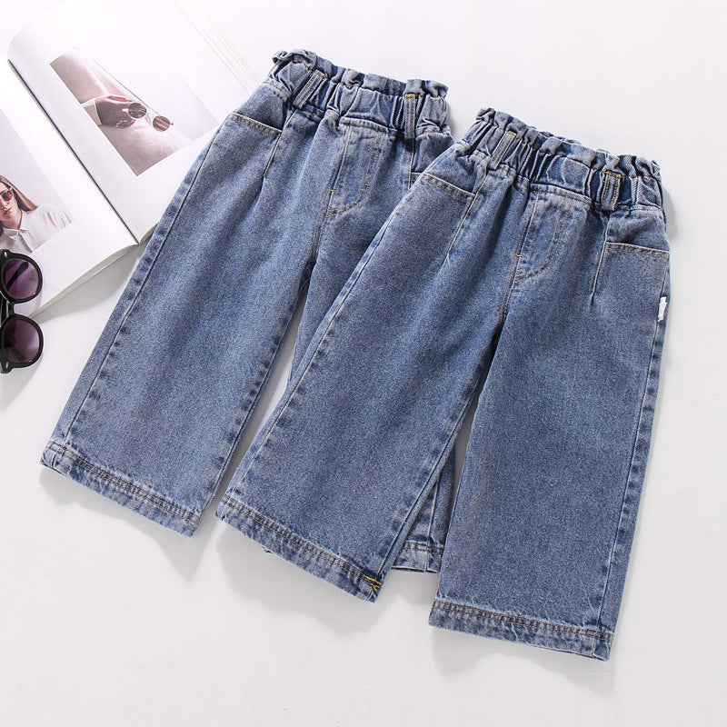 Calça Infantil Feminina Jeans Pantalona