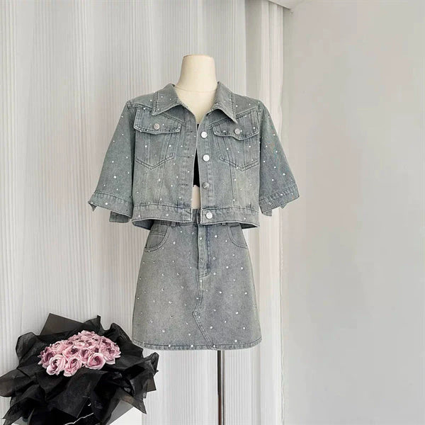 Conjunto Infantil Feminino Jeans Brilhos