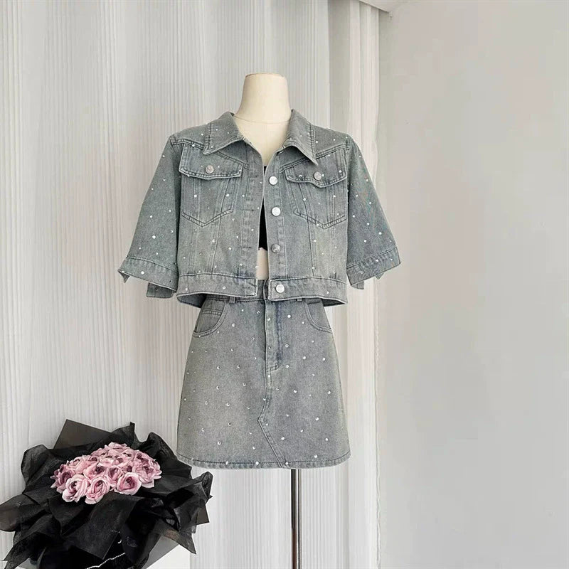 Conjunto Infantil Feminino Jeans Brilhos