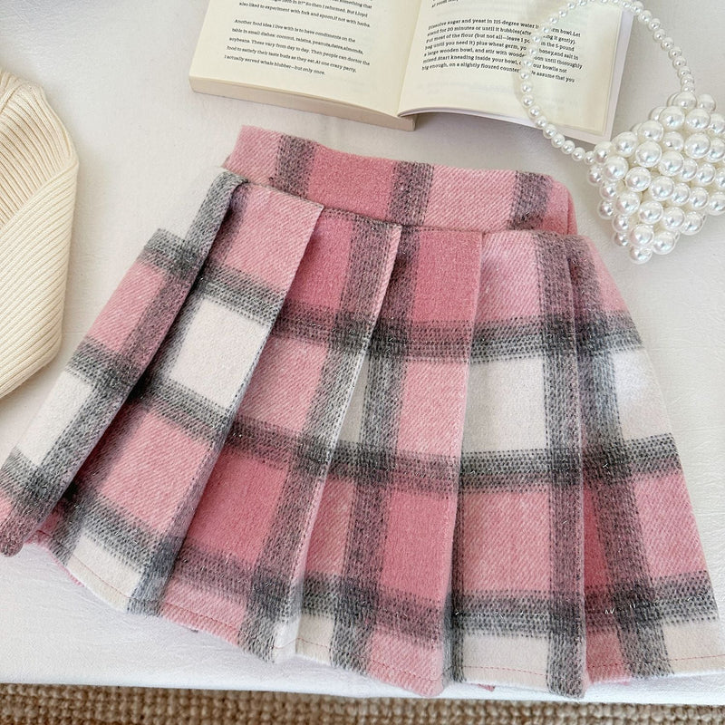 Conjunto Infantil Feminino Rosa Xadrez